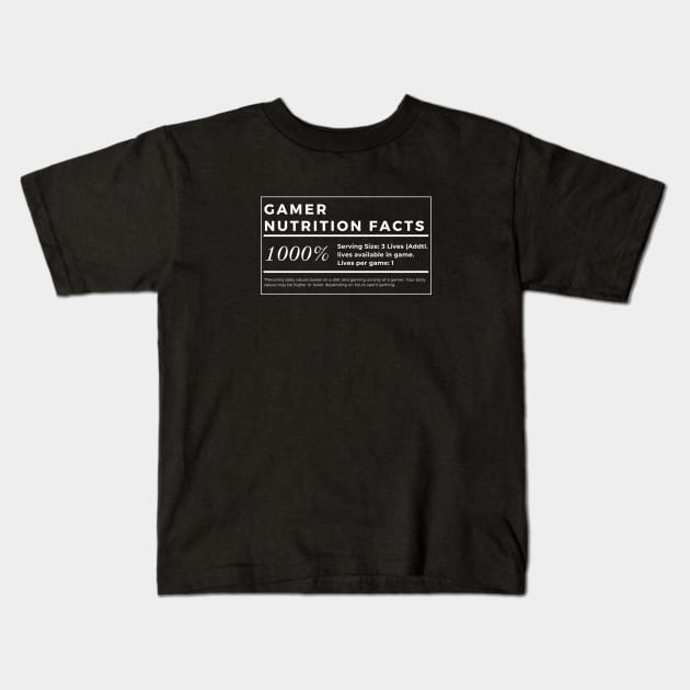 Gamer Nutrition Facts Kids T-Shirt by stephanieduck